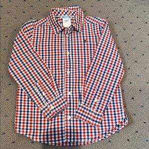 Jacadi Red, White and Blue checkered button down shirt size 5